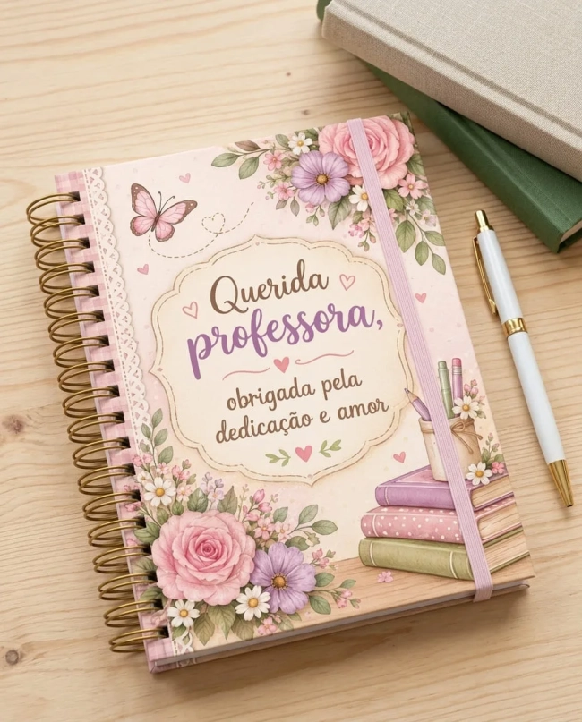Kit Dia dos Professores: Caderno A5 + Chaveiro Botton