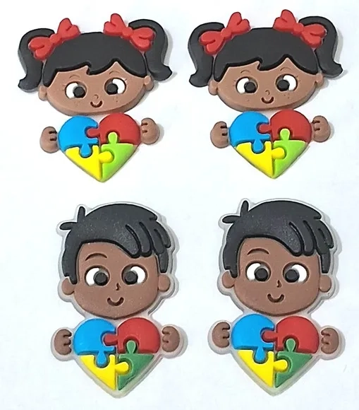 Apliques Menina e Menino Símbolo Autismo - 6 Unidades