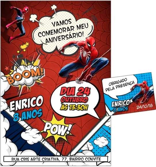 CONVITE DIGITAL C/TAG Cartoon Homem Aranha 2
