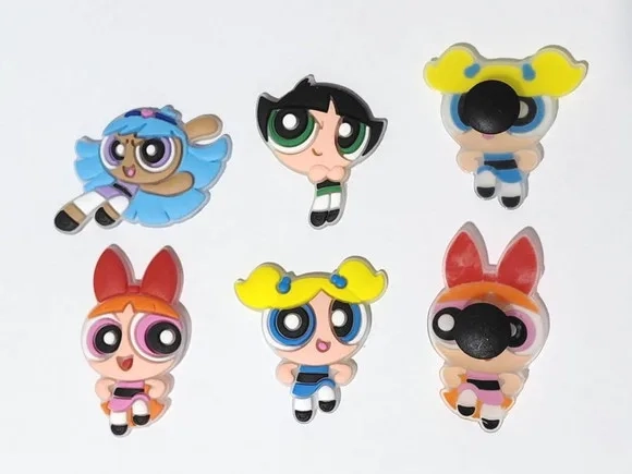 Pins Meninas Super Poderosas P/tênis ou Crocs - 8 Unidades