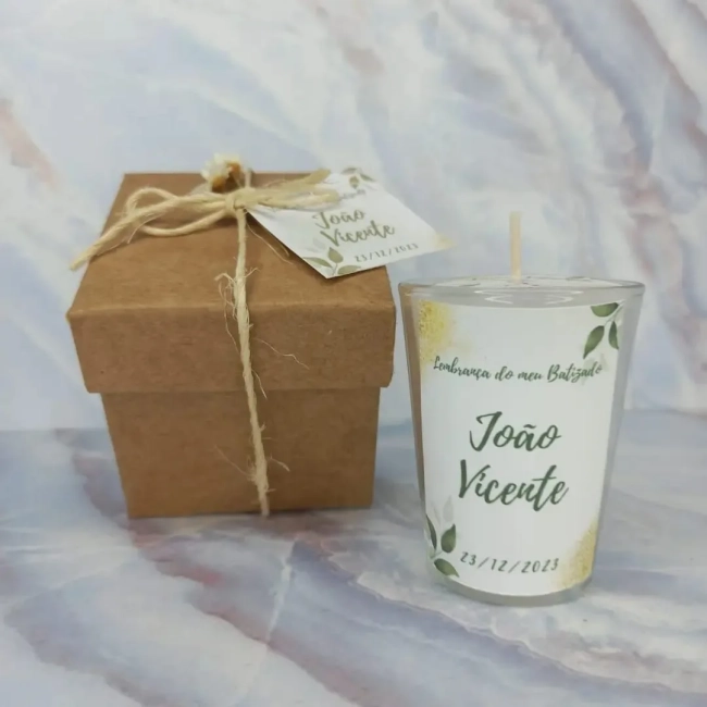 10 unidades Vela Aromática no Copo Lembrancinha Personalizada Batizado,Casamento, Aniversario e etc. Fazemos Qualquer Tema