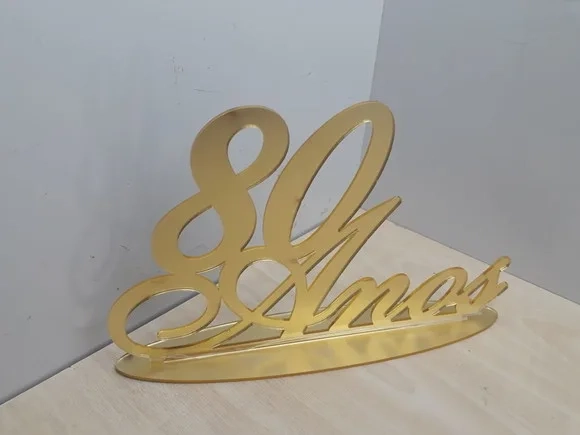 Topo de Bolo/mesa-80 Anos em Acrílico Espelhado