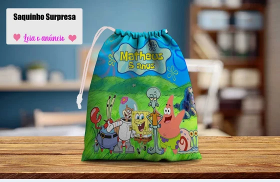 Saquinho Supresa para lembrancinhas Bob Esponja
