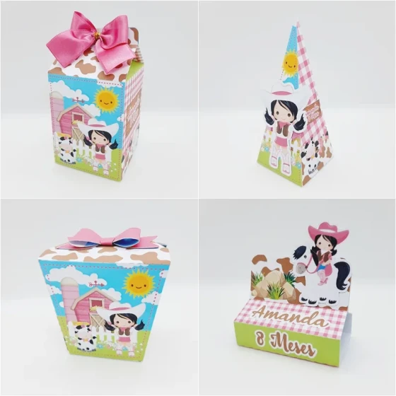 PEGUE E MONTE - Kit Festa POOL FAZENDINHA MENINA - Decoração de Festa - Caixinhas Personalizadas