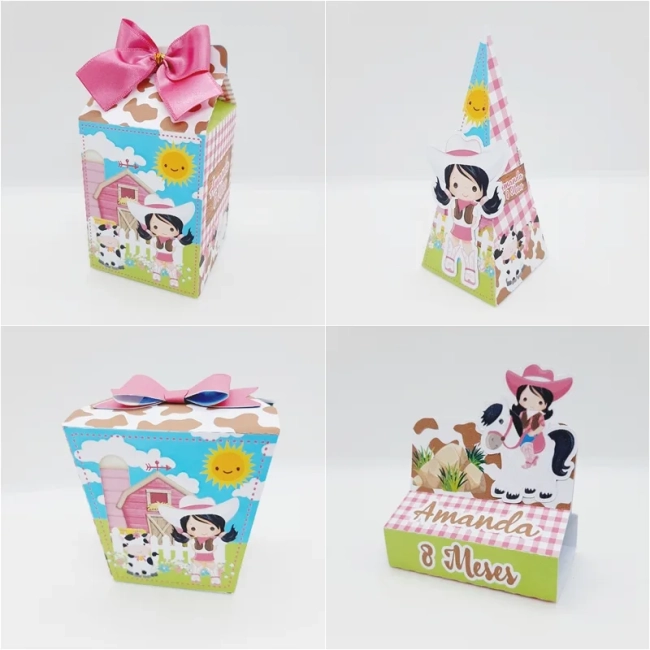 PEGUE E MONTE - Kit Festa POOL FAZENDINHA MENINA - Decoração de Festa - Caixinhas Personalizadas