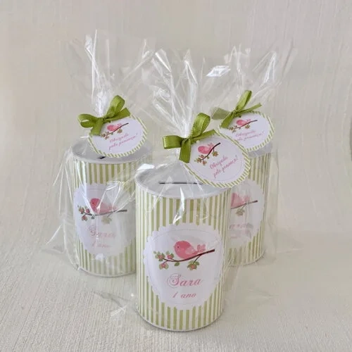 10 Cofrinhos Personalizado Jardim Encantado Passarinho