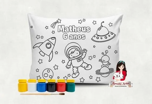 Almofada com Tinta para Colorir Astronauta