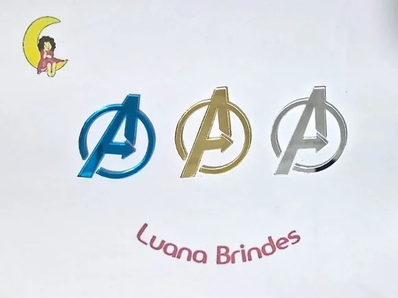 Aplique Avengers Vingadores Acrílico Espelhado 10 Unidades