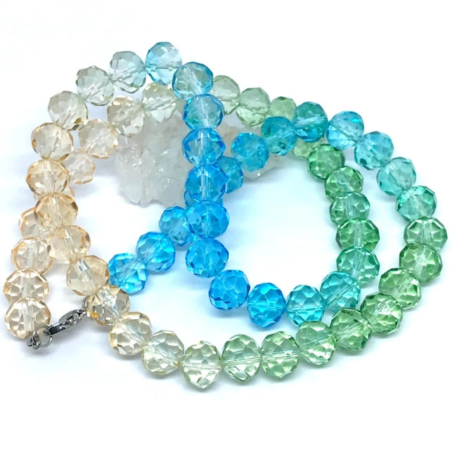 Conjunto Colar e Brincos Cristal Tie-Dye 10mm e Aço Inox
