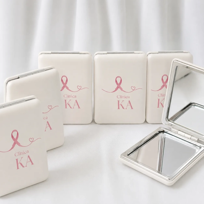 Espelho de Bolsa Outubro Rosa Personalizado com logo ou frase