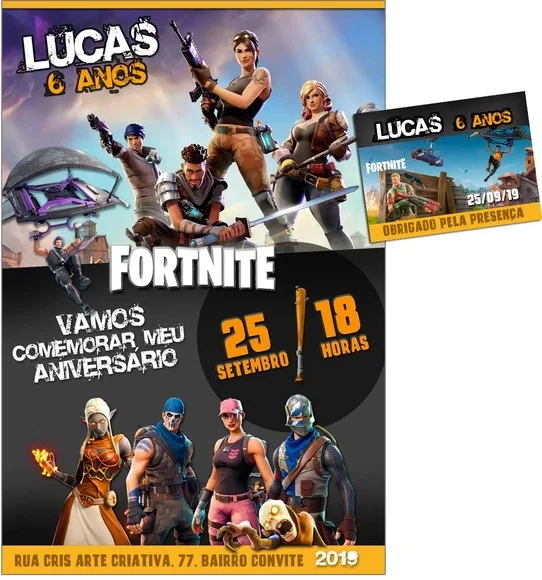 CONVITE DIGITAL C/TAG Fortnite 2