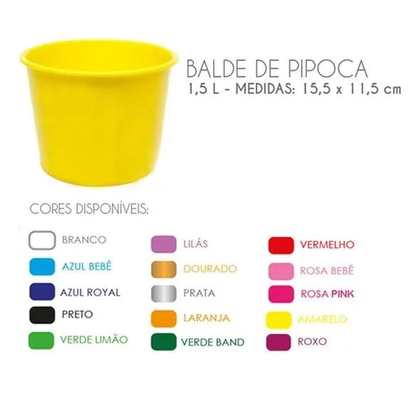 Balde para Pipoca Personalizado - 1500ml