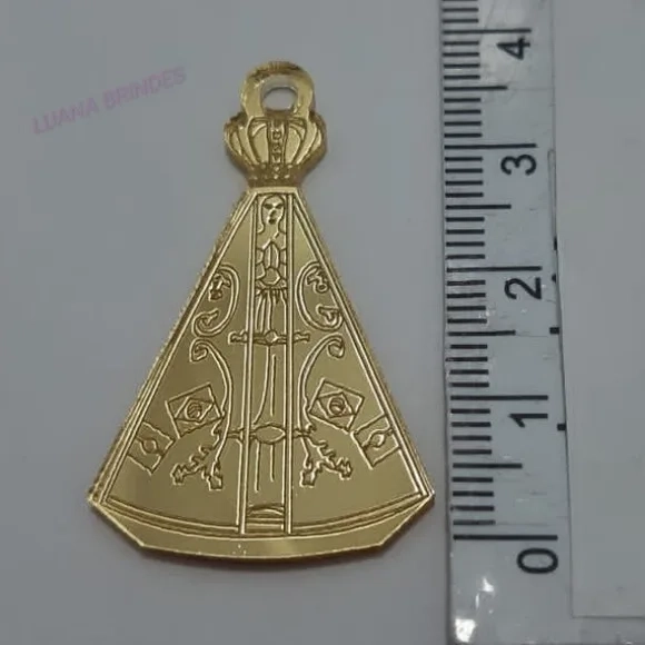 Pingente Aparecida Acrílico Espelhado Dou 3,5cm Pct 6,Unds