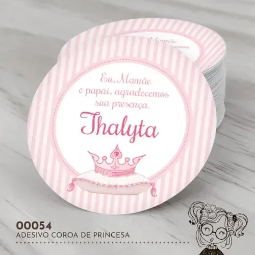 Adesivo Redondo Coroa de Princesa - 00054