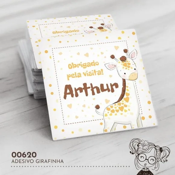 Adesivo Quadrado Girafinha - 00620