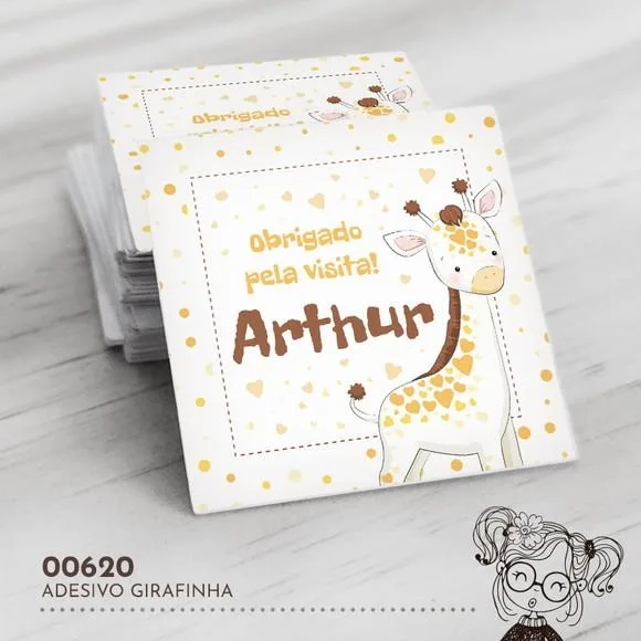 Adesivo Quadrado Girafinha - 00620