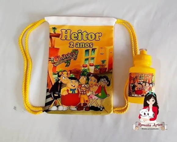 Mochila com Squeeze Personalizado Turma do Chaves