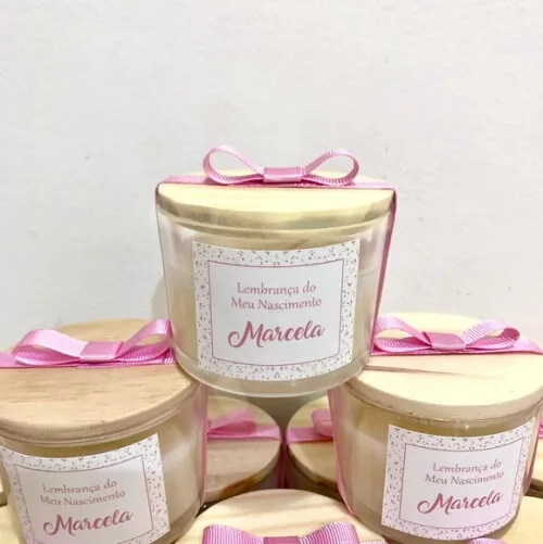 Lembrança Maternidade Vela Vegetal Aromática Pote Vidro