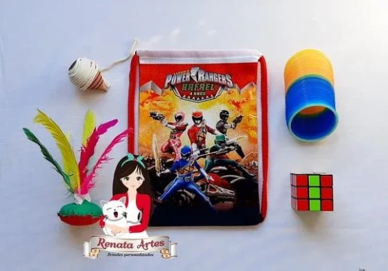 Mochila Brinquedos Retrô Tema Power Rangers Dino Charge