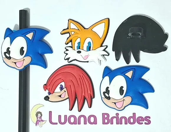 Ponteira P/lápis Chaveiro Turma do Sonic Pacotes C/6 Peças