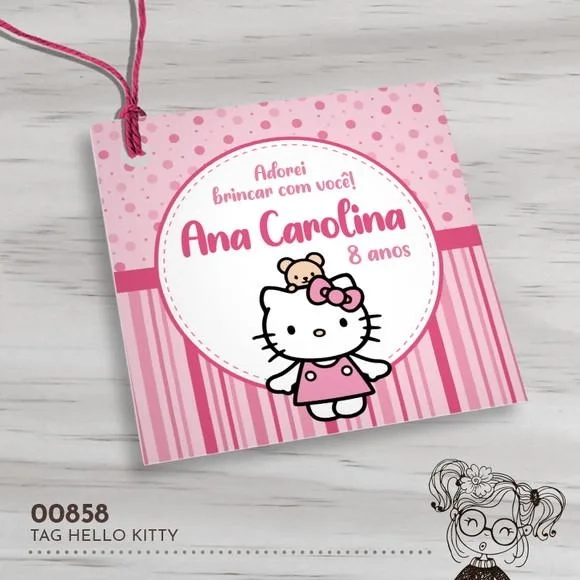 Tag Quadrada Hello Kitty - 00858