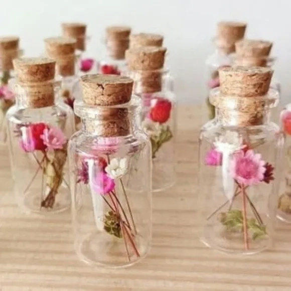 Mini Garrafinhas Decoradas com Flores Secas Naturais
