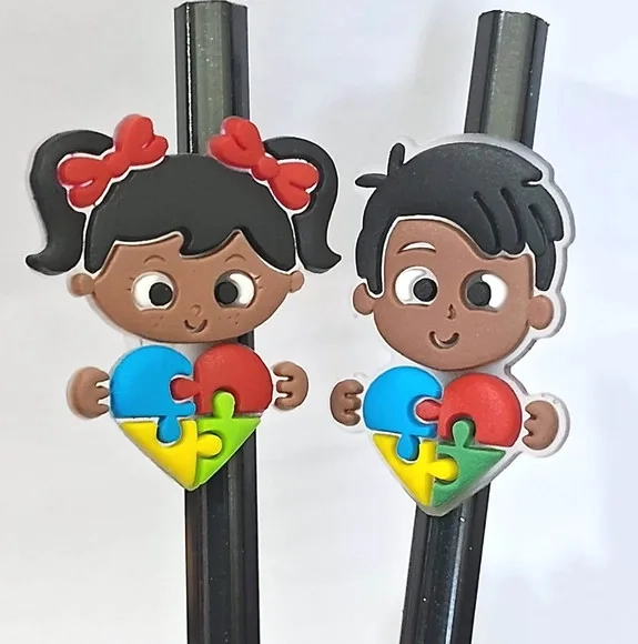 Lápis C/ponteira Menina e Menino Símbolo Autismo - 6 Unidade