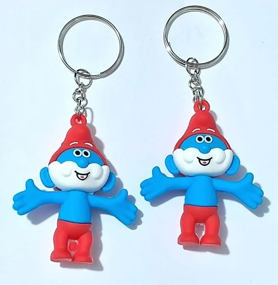 Chaveiro Papai Smurf Emborrachado Pacote com 2 Unidades