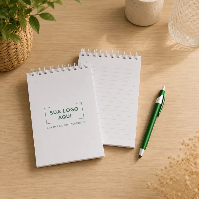 Kit Corporativo Personalizado | Caderneta 14x20 cm + Caneta | Brindes para Empresas, Congressos e Eventos