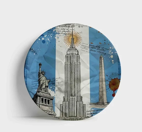 Prato Porcelana Argentina 21cm - Monumentos e Bandeira