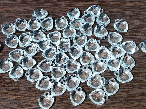Pingente Coração Transparente 17mm Pacote com 100 Unidades