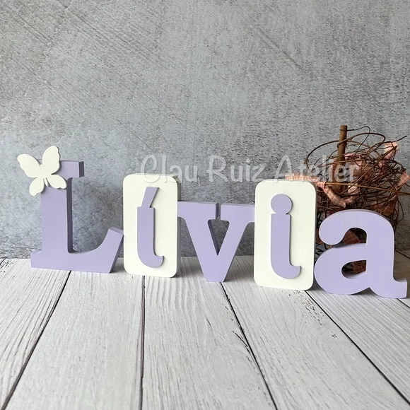 Blocos Nome Borboleta Decoração de Quarto de Bebê e Infantil