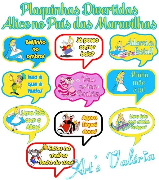 Placa com Frases p/ fotos - Personagens