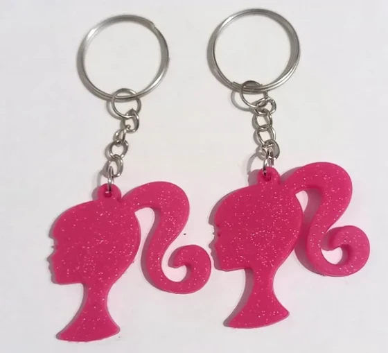 Chaveiro Barbie com Glitter 4cm Emborrachado - 6 Unidades