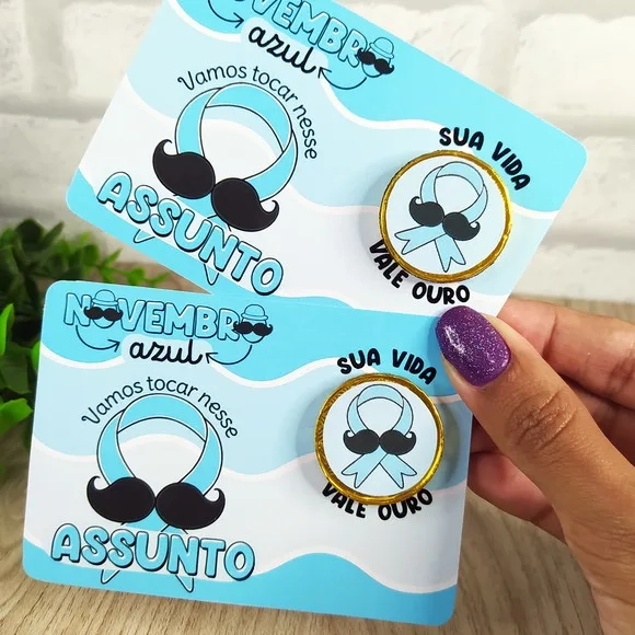 Card com Moeda de Chocolate Novembro Azul