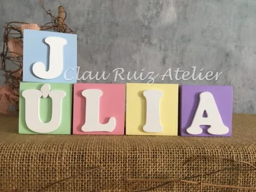 Cubos Decorativos Personalizados MDF Quarto de Bebê