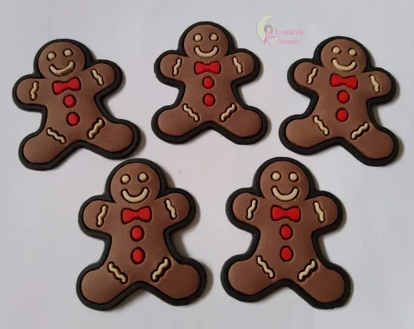 Aplique Boneco Biscoito de Natal de Borracha - Pct C/7 Unid