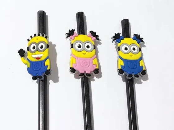 Ponteira P/lápis Minions Emborrachado Pacote com 6 Unidades