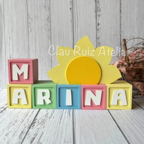 Decoração Bebê - Cubos 6x6cm Candy Ts + Sol