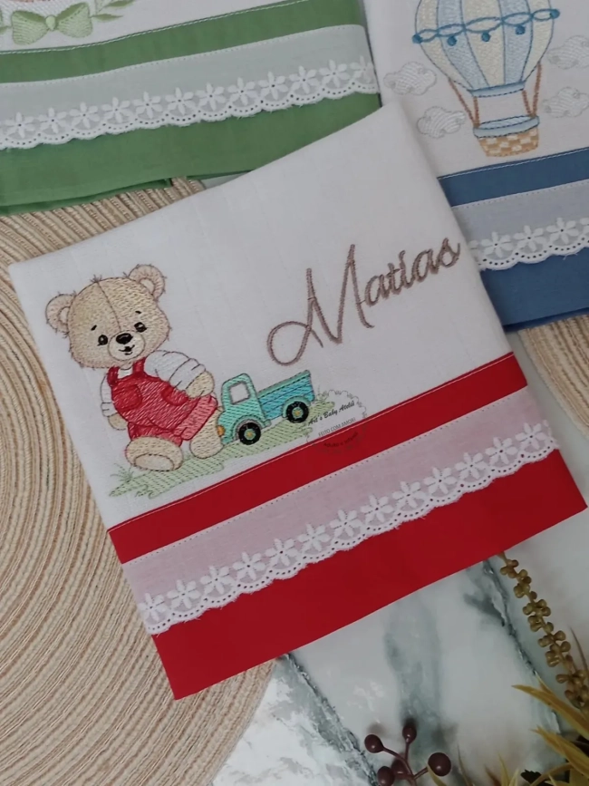 Kit Fraldas Personalizadas com Nome Bordado para Bebê, Enxoval Completo com Fraldas de Boca