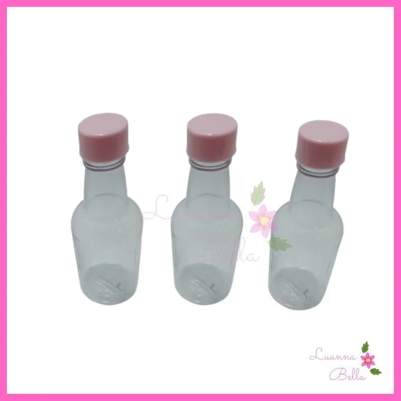 Garrafa de PVC 50 ml C/Tampa Lisa Rosa -Pct c/10 unds