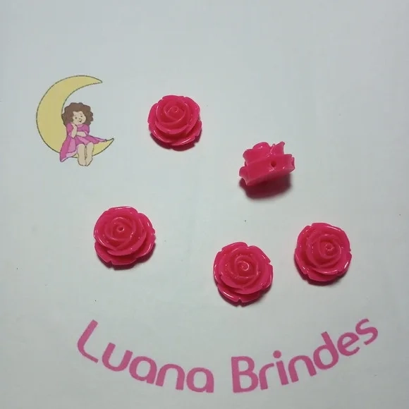 Flor Pink com Furo Passante 1,8cm 10 Unidades