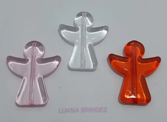 Anjo Colorido de Acrílico Furo passante 3,5cm Pct 18 Unids