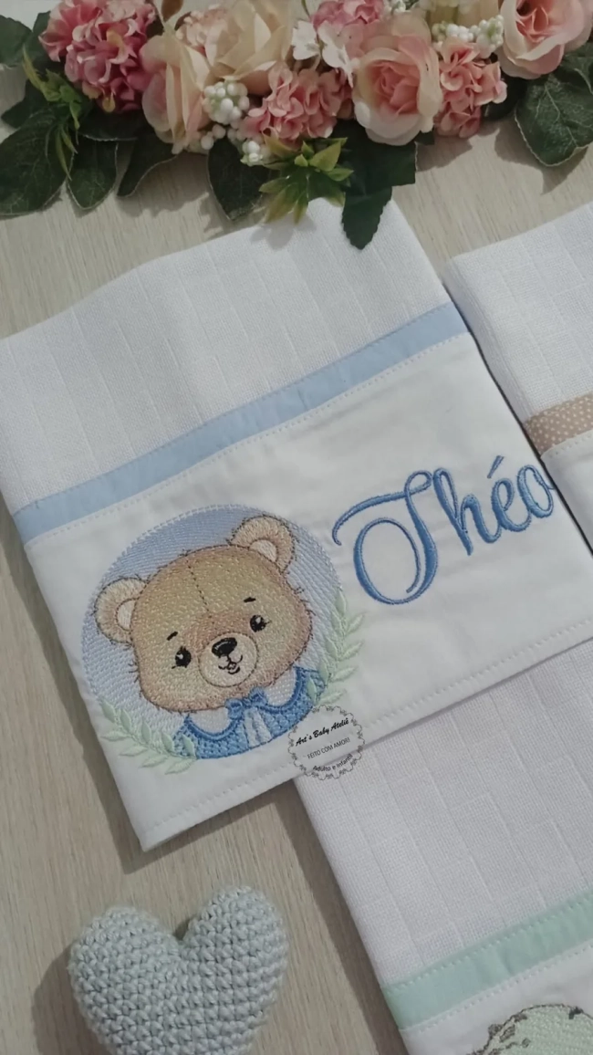 Kit Fraldas Personalizadas com Nome Bordado para Bebê – Enxoval Completo com Fraldas de Boca