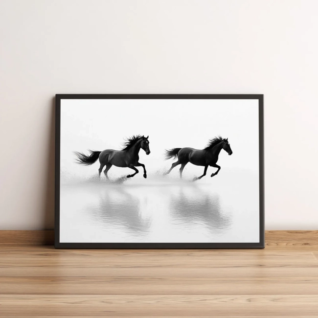 Quadro com cavalos correndo sobre a água 2607