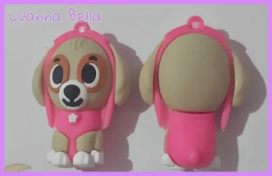 Pingente Cachorro Creme de Borracha 5cm - Pct c/2 Unid