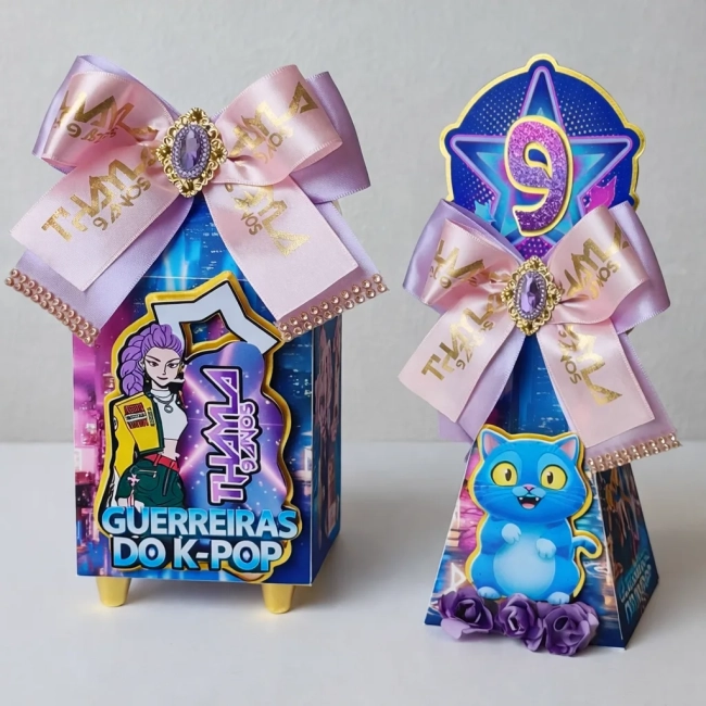 Caixa Luxo Tema Guerreiras K-Pop Lembrancinha Premium - 20 unidades Infantil