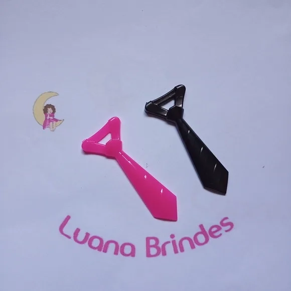 Pingente Gravatinha Pink Preta 5cm Pct 35 Unidades