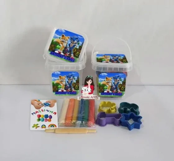 Kit Massinha no Baldinho Personalizado Sonic