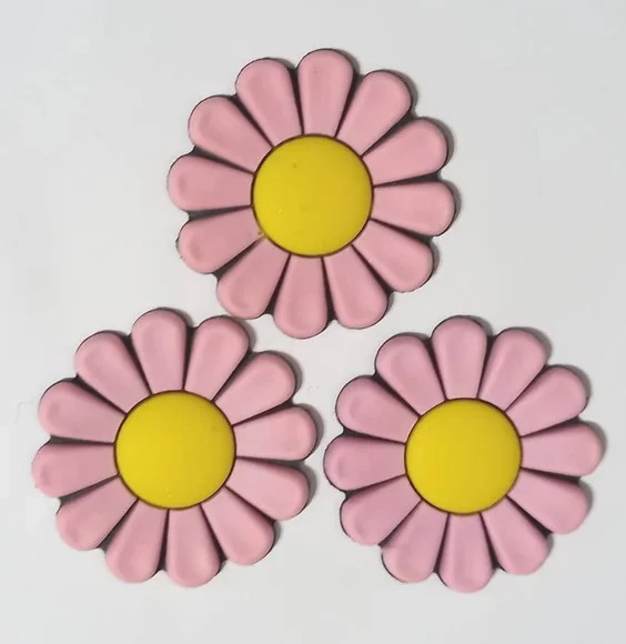 Aplique Flor Rosa 4 cm Emborrachado - 6 Unidades